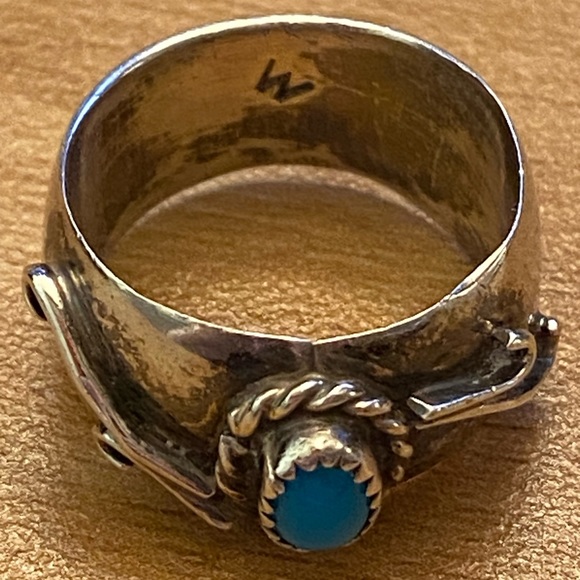 Vintage silver turquoise signed ring - Picture 4 of 7